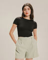 Playera Cropped Manga Corta,NEGRO